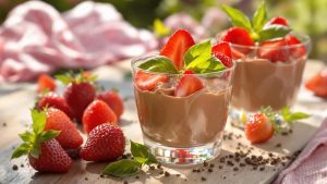 Recette dessert léger : mousse au chocolat et fraises sans oeufs