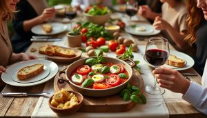 découvrez la recette simple et savoureuse de giada de laurentiis : un dîner convivial en seulement 4 ingrédients, inspiré des délicieuses saveurs romaines. idéal pour partager un repas gourmand et facile à préparer à la maison !
