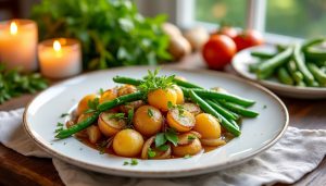 découvrez la recette de pommes de terre, oignons et haricots verts de rachel roddy, une aventure culinaire savoureuse inspirée par rome. un plat simple, réconfortant et plein de saveurs méditerranéennes à partager.
