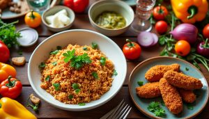 découvrez notre recette savoureuse de riz souillé accompagné de poulets épicés croustillants : un plat généreux, riche en saveurs et parfait pour épater vos convives lors de vos repas.