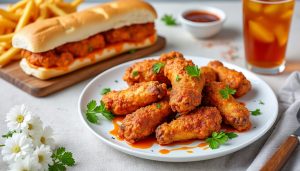 découvrez nos recettes savoureuses : des ailes de poulet croustillantes assaisonnées au old bay et des subs généreux garnis de doigts de poulet buffalo. idéal pour un repas gourmand entre amis ou en famille !